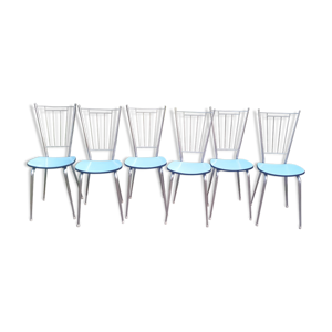 Lot de 6 chaises en formica bleues