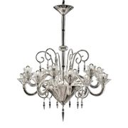 Majestic Imperial Murano Glass “Rigadin” Chandelier in Crystal Clear
