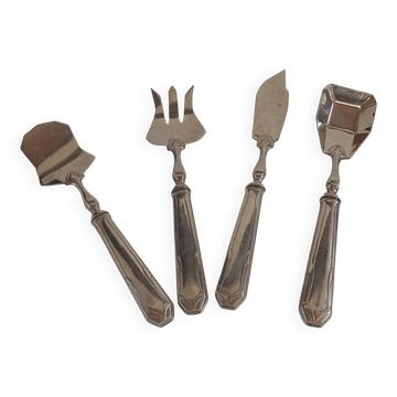White metal 4-piece condiment cutlery set
