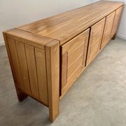 Large sideboard Regain in solid elm wood XXL 4 doors 70s