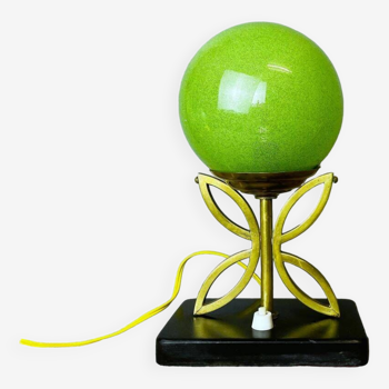 Art Deco  1940s green glass and marble desk lamp