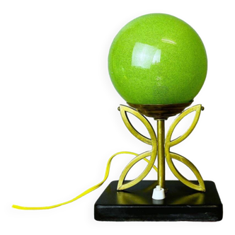 Lampe de bureau Art Déco des années 1940 en verre vert et marbre