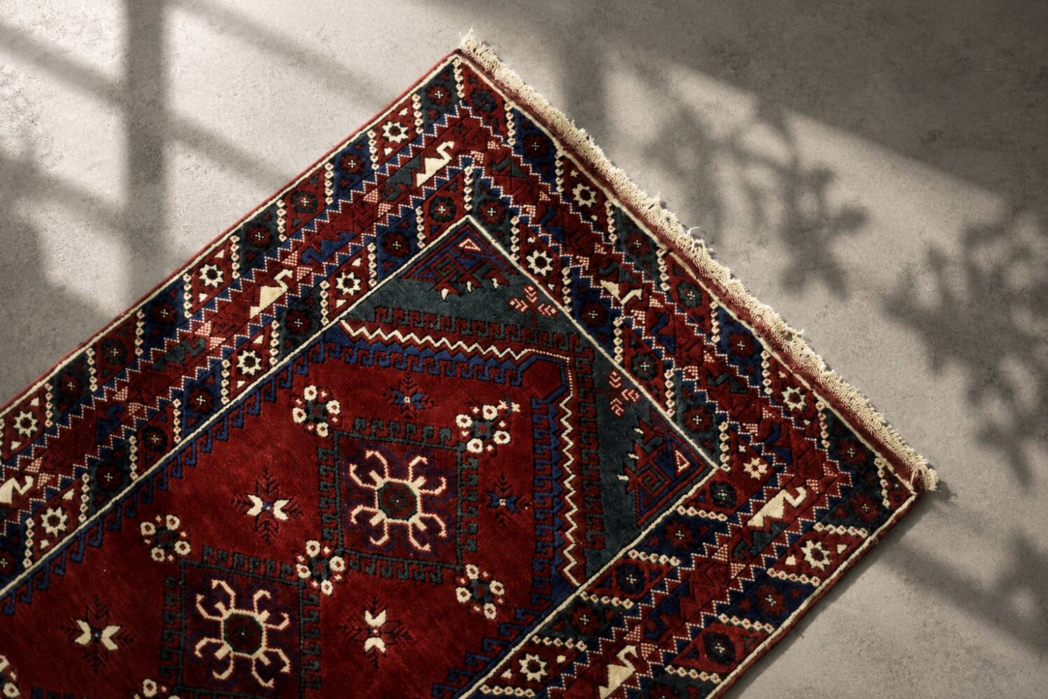 Vintage Red Hand-Woven Oriental Afghan Rug, 1970s
