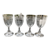 4 Saint Louis water glasses. Venetian ribbed massenet model