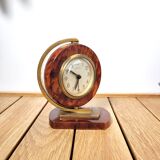 Alarm clock Bayard 1950 walnut and brass