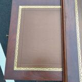 Old style flat desk louis xvi leather tray with 2 pulls