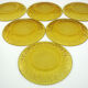 6 assiettes plates en verre trempé ambre - Soleil Vereco France - vintage années 70