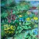 Flower garden and stream, signed