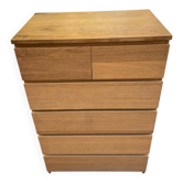 Scandinavian chest of drawers 6 drawers IKEA MALM vintage — oak veneer