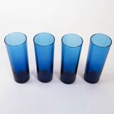 Set of cobalt glasses, Italian design, 1970s, manufactured in Italy