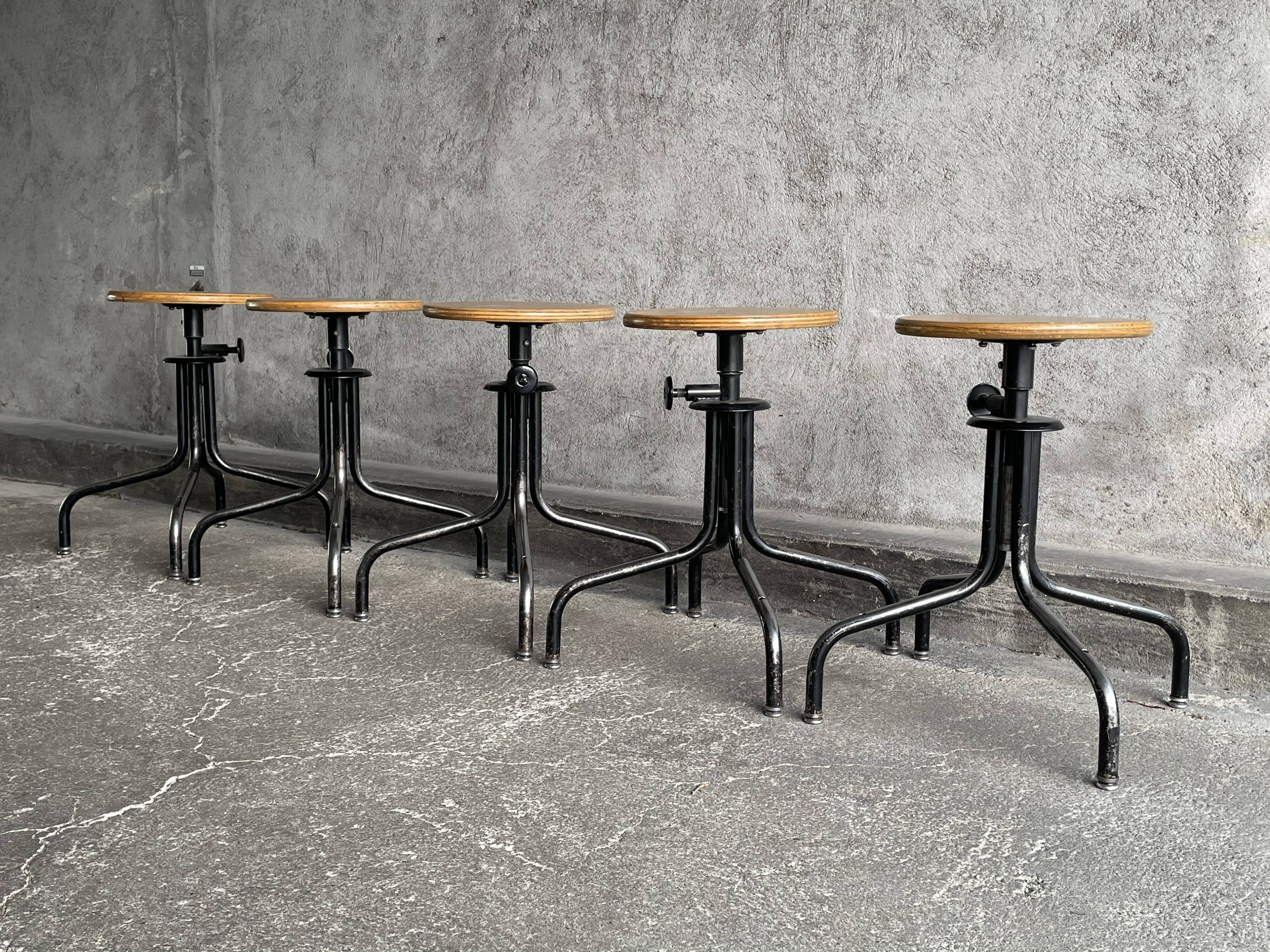 Set of 5 flambo adjustable industrial stools