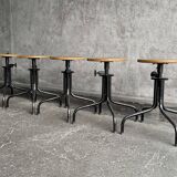 Set of 5 flambo adjustable industrial stools