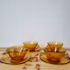 Quatre tasses café Vereco ambré vintage soucoupes