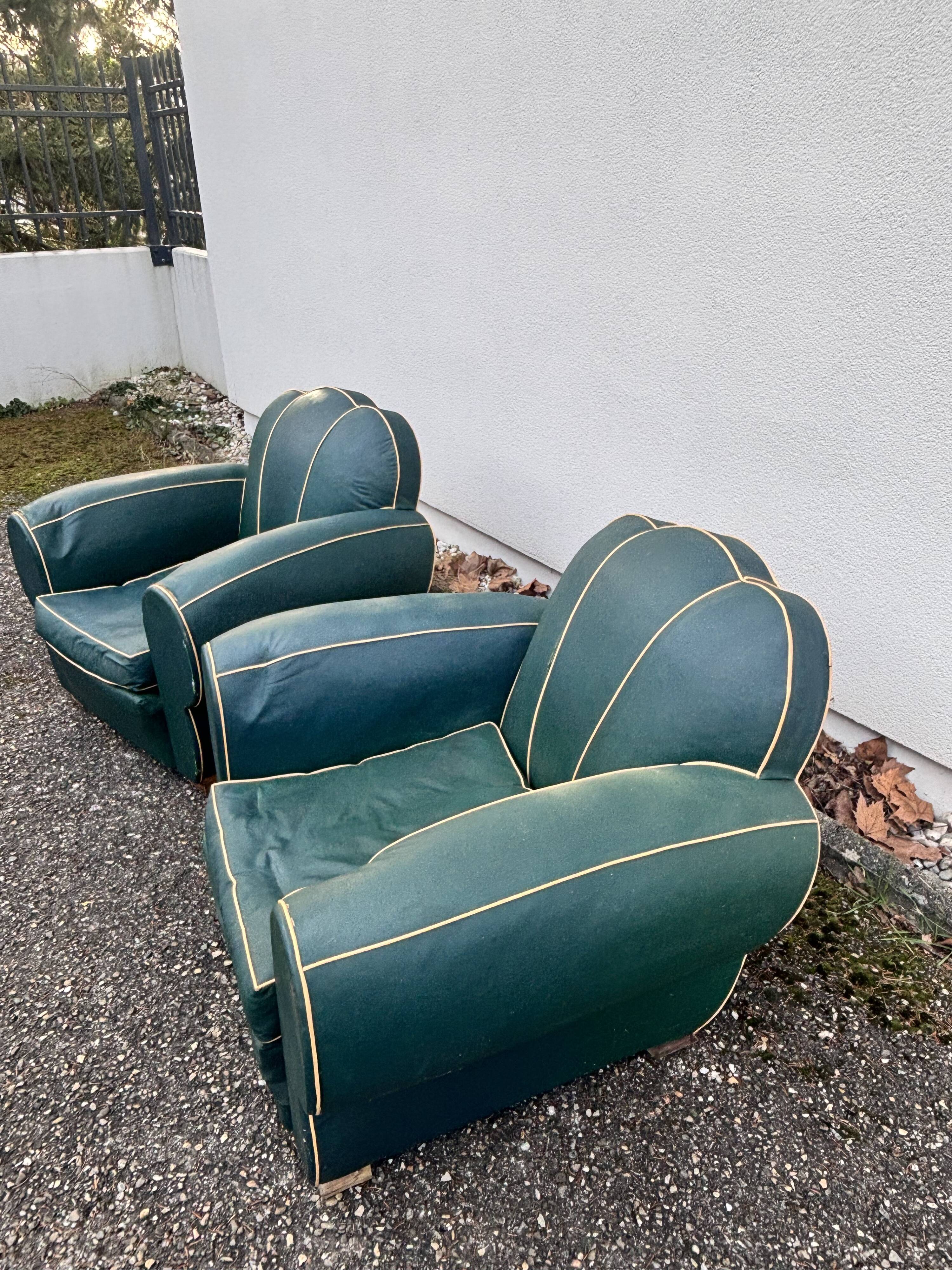 Pair of club armchairs