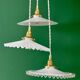 Vintage triple suspension lampshade in white opaline.