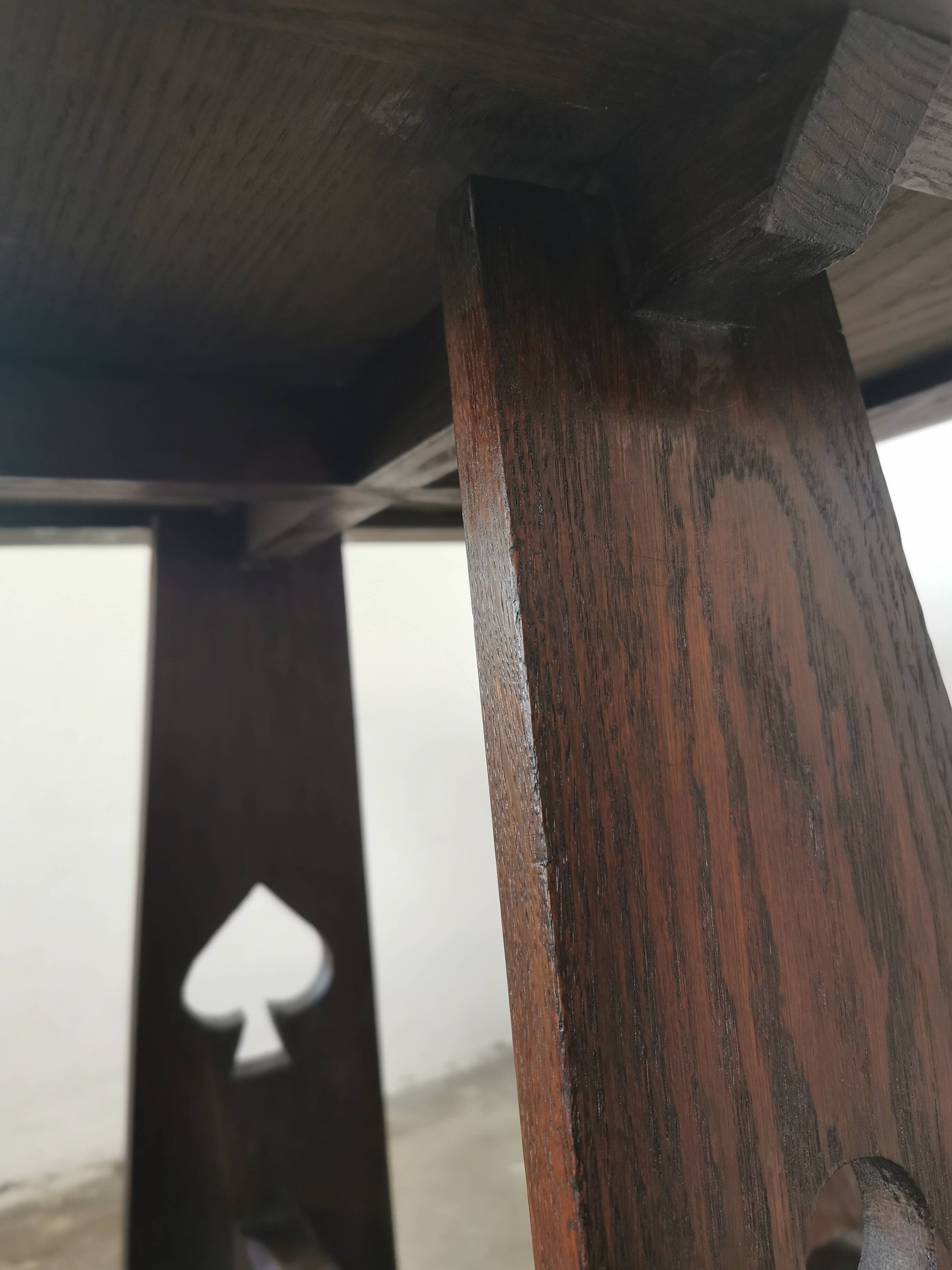 Arts and crafts style oak side table, 1950s