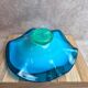 Large vintage blown glass bowl in turquoise – Murano style – applied flower