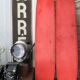 Pair of wooden water skis