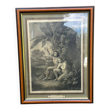 Tableau reproduction engraving old The Prayer