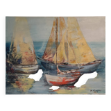 Oil on canvas marine signed