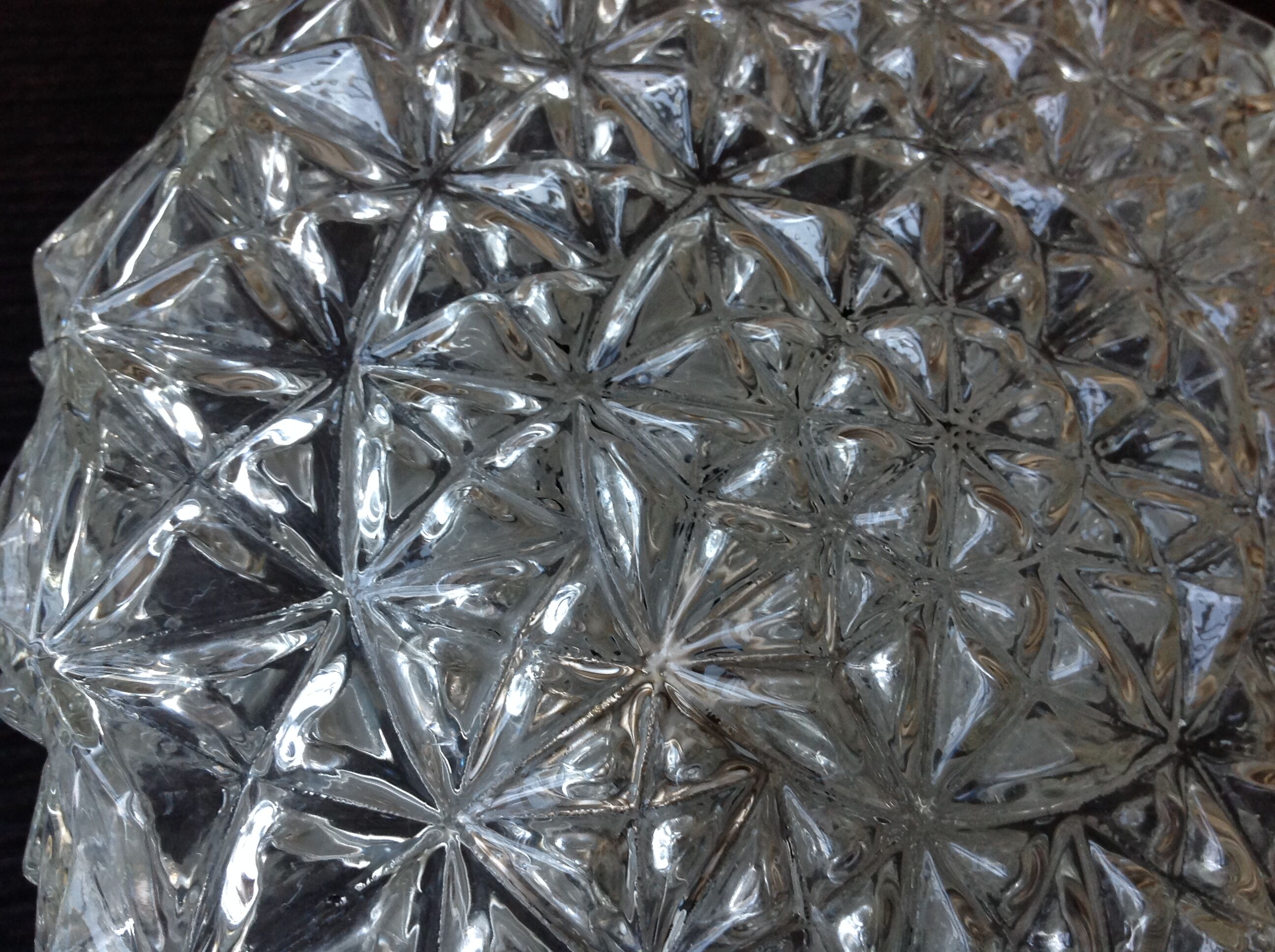 Vintage structured glass round ceiling lamp 60s-70s