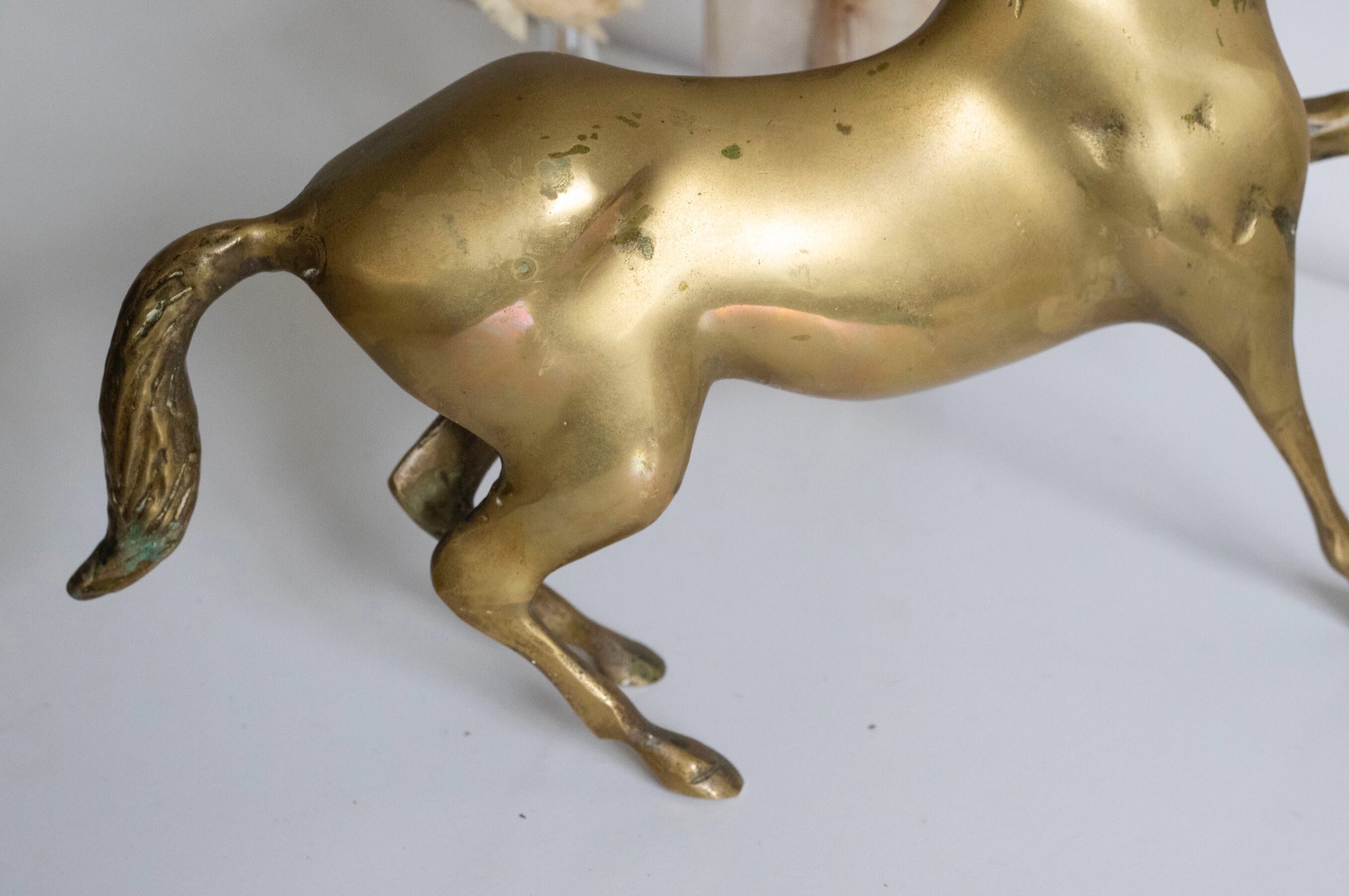 Vintage golden brass horse