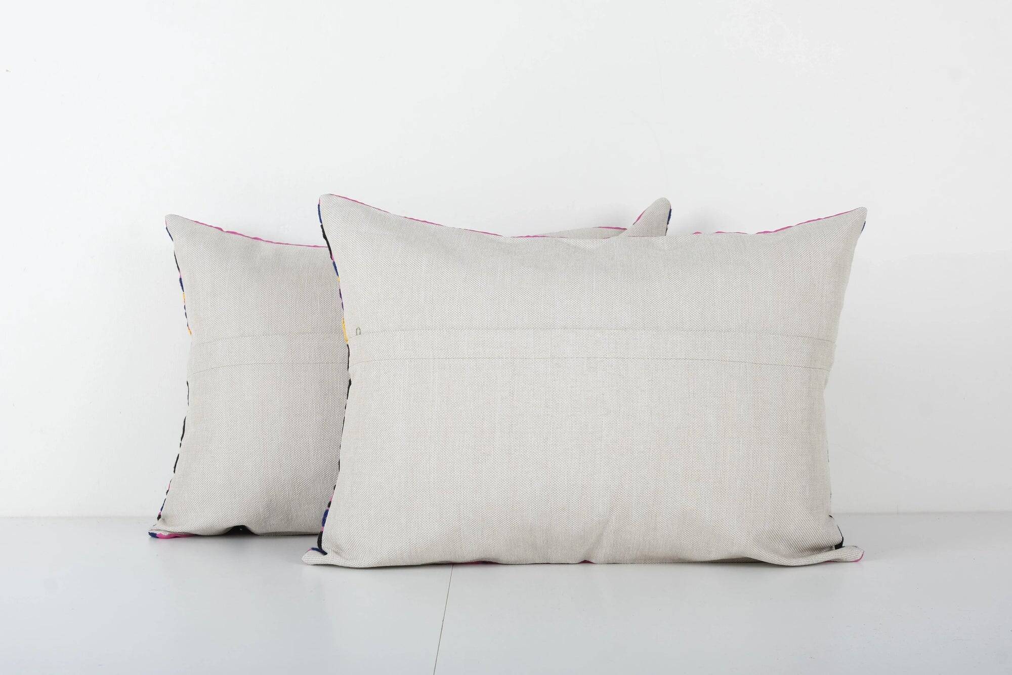 Set of 2 vintage embroidered cushion covers 41x51 cm