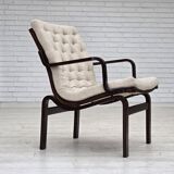 1970s, Scandinavian armchair, furniture wool, dark beech wood.