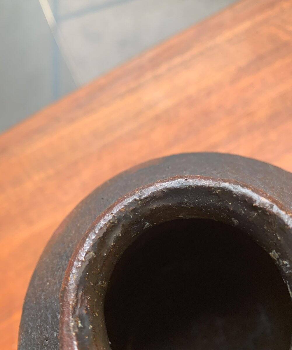 Brutalist vase from the mid-century German studio pottery by Gerhard Liebenthron, 1974.