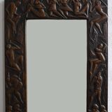 Copper relief wall mirror | Bragalini Angelo style | Italy | 1970s