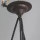 Large Art Deco Glass Pendant Light, Marbled with Rope Suspension, 1920s - 1930s