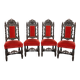 Set of 4 antique Renaissance-style oak chairs.