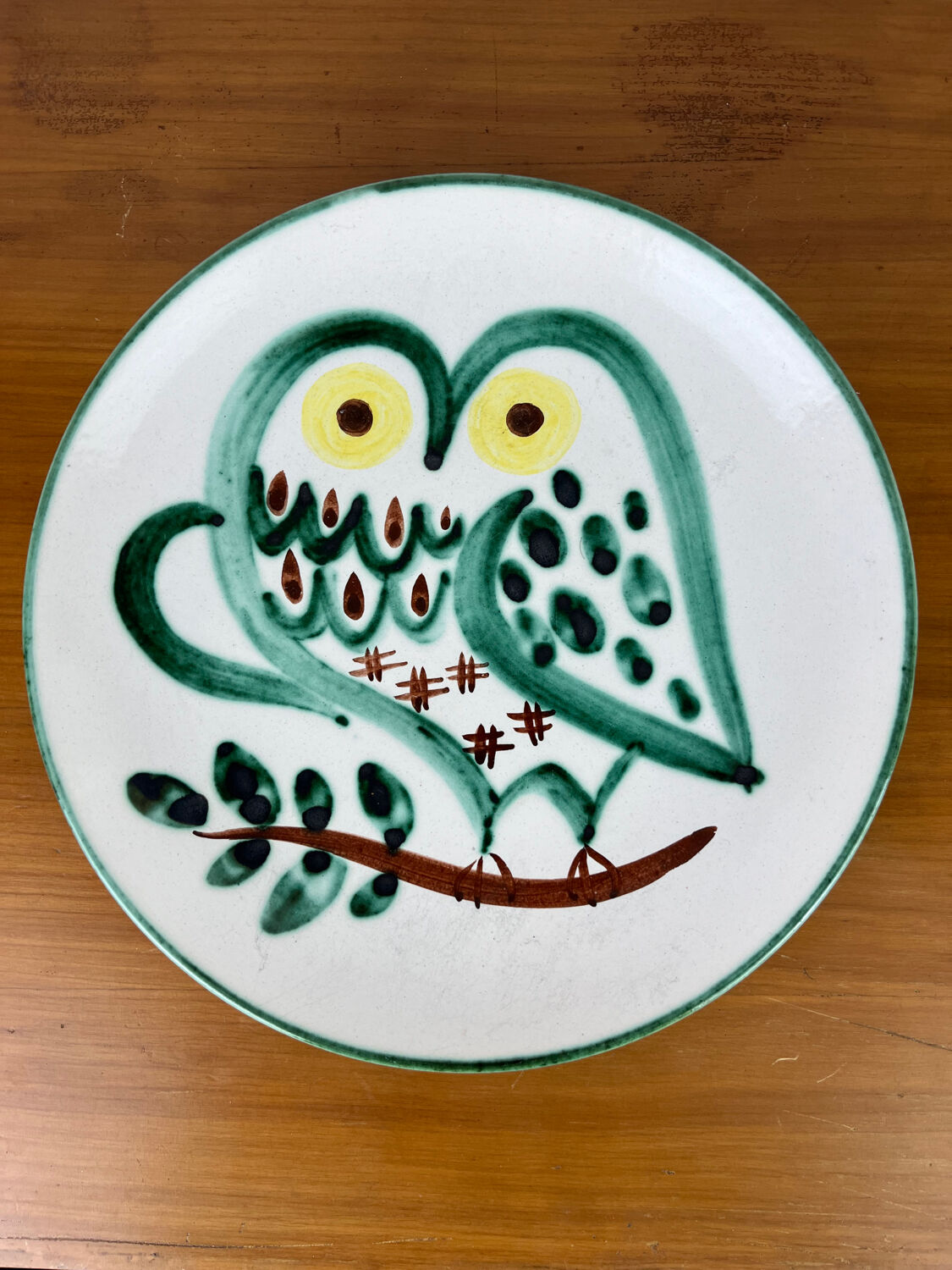 Vintage 1950s ceramic plate owl