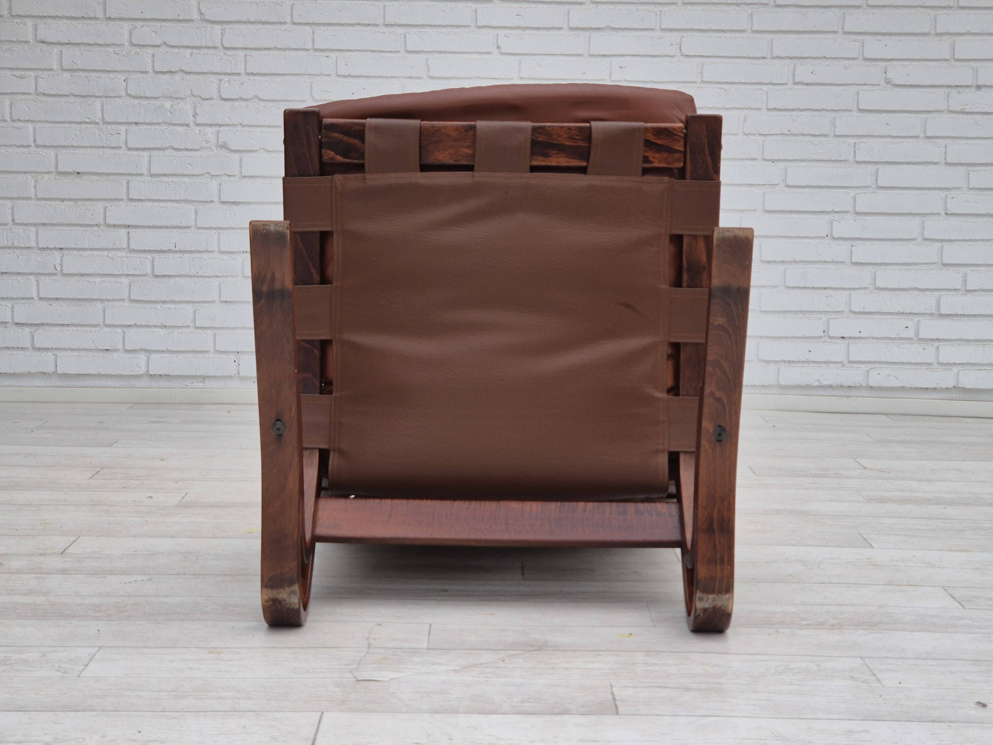 1970s, Scandinavian design, lounge chair, original condition, leather, bent wood.