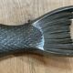 Plat poisson vintage bois et Métal– plateau de service saumon/truite –