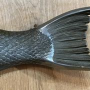 Vintage wooden and metal fish platter – salmon/trout serving tray –