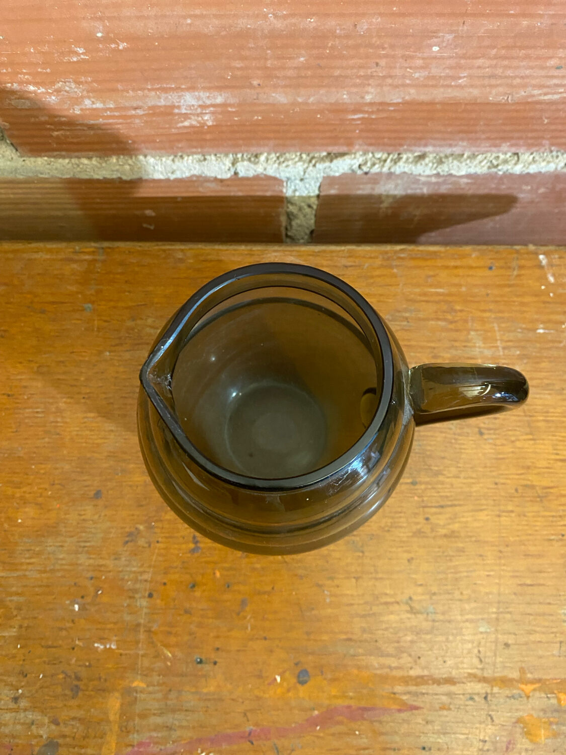 Antique Art Deco Pitcher Smoked Molded Glass Vintage Kitchen #C604