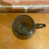 Antique Art Deco Pitcher Smoked Molded Glass Vintage Kitchen #C604