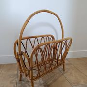 Vintage rattan wicker magazine rack