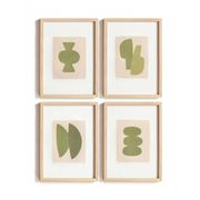 Collection de 4 peintures abstraites col.vert sauge signées Eawy
