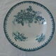 2 Assiettes  terre de fer Sté amandinoise décor vert Margot fleurs  faience ancienne