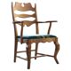 Vintage Brutalist Oak Razorblade Green Striped Armchair by H Kjærnulf, 1960