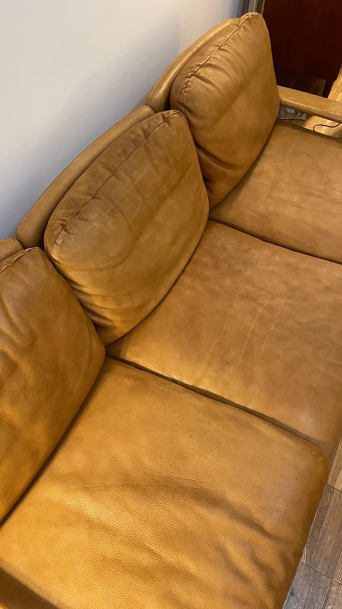 Danish sofa from the 70s in oak and buffalo leather