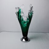 Sommerso vase by seguso in green murano glass, Italy, 1970