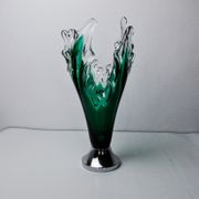 Sommerso vase by seguso in green murano glass, Italy, 1970