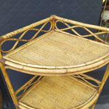 Vintage rattan corner shelf