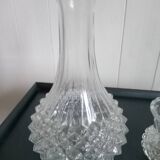Diamond cut carafe and small vase