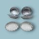 Duo de beurriers vintage en forme de coquillage – inox et verre