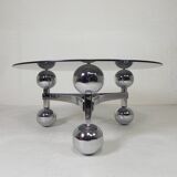 Space Age Sputnik coffee table, with a 1970s chrome base