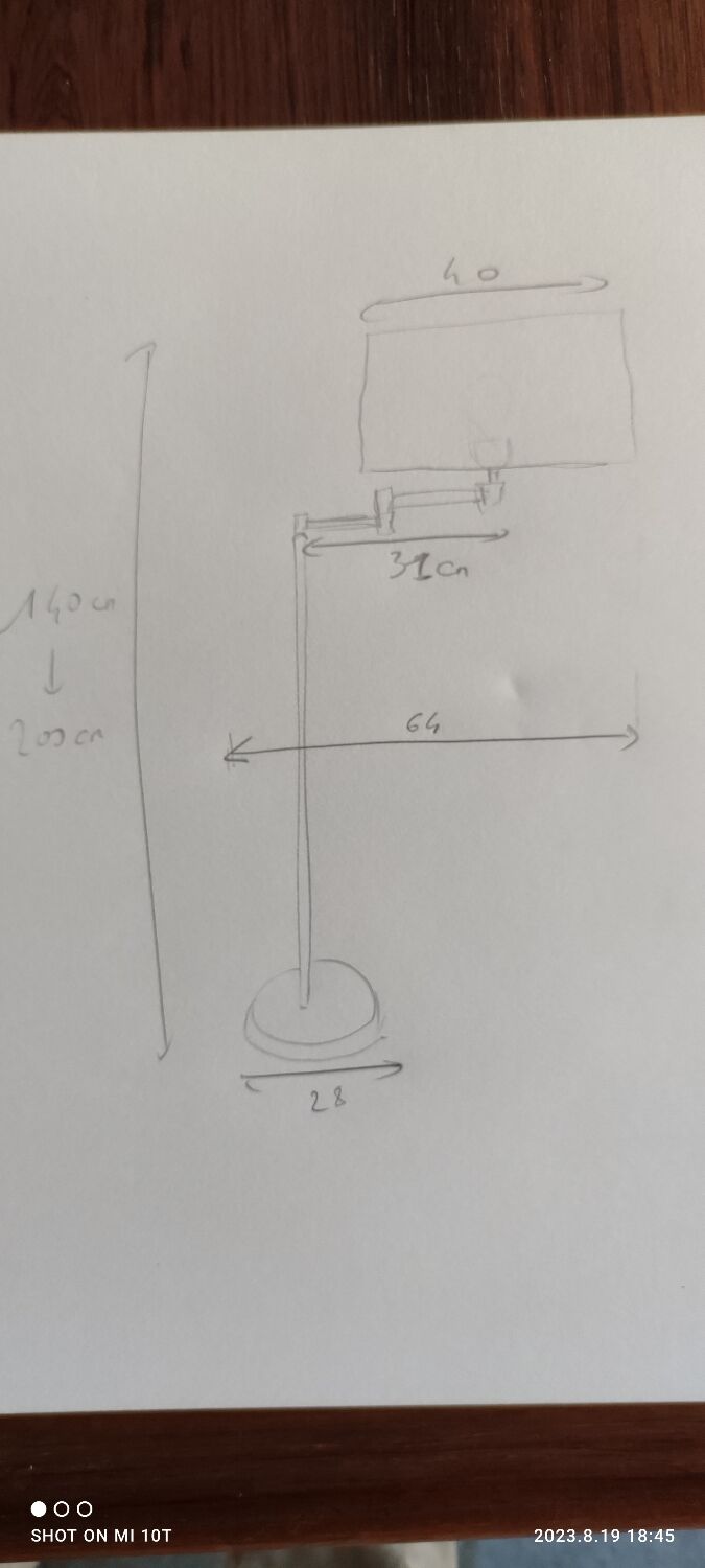 Articulated reading floor lamp from the 80s